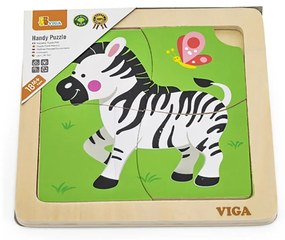 Drevené puzzle pre najmenších Viga 4 ks Zebra