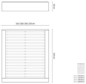 Modrá čalúnená dvojlôžková posteľ s úložným priestorom s roštom 160x200 cm Simon Darren – Micadoni