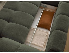 Zelená ženilková rozkladacia/s úložným priestorom rohová pohovka (ľavý roh/do L) Everest – Bobochic Paris