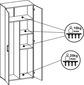 Viacúčelová delená skriňa Nitro, biela