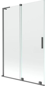 Mexen Velar L, 2-krídlová posuvná vaňová zástena 120 x 150 cm, 8mm číre sklo, grafitová matná, 896-120-003-01-95