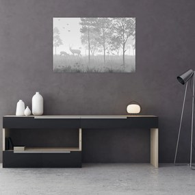 Obraz - Lúka s jeleňami (90x60 cm)