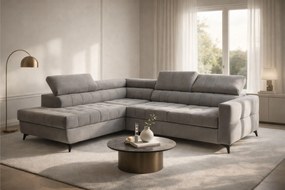 Rozkladacia rohová sedacia súprava Nardo L ľavá - sivý plyš Pretty 17