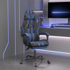 Otočná herná stolička s podnožkou čierna a modrá umelá koža 349531