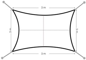Bestent Záhradná slnečná clona 3x3m šedá 180g/m2