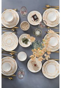 24-dielna jedálenská súprava, biela/zlatá, keramika