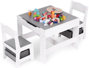 Zostava detského nábytku, stôl + 2 stoličky, kriedová tabuľa, ECOTOYS