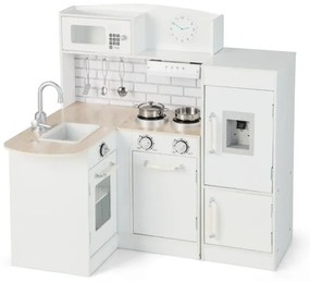 Rohová hracia kuchynka so samostatnou chladničkou so zvukom doplnkami detská kuchynka biela