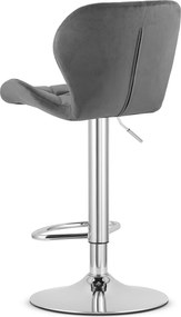 Barová stolička WEST  zamatová sivá / chrómová podnož