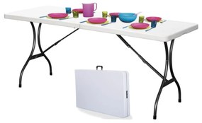 Záhradný cateringový stôl, skladací – biely | 180×70 cm