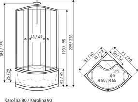 Novoterm Hydromasážny box NV-Karo 80x80 čierny
