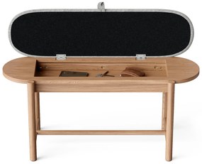 Lavica z masívneho dreva s čalúnením a úložným priestorom