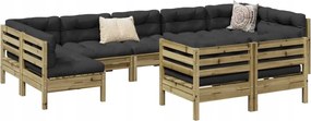vidaXL 9-dielna záhradná súprava s podložkami, impregnovaná borovica