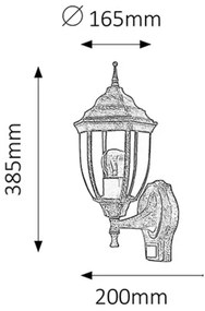 Rabalux 8458 - Vonkajšie svietidlo s čidlom NIZZA 1xE27/60W/230V