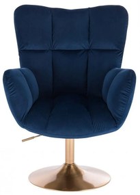 LuxuryForm DESIGN Kreslo AURORA VELUR na zlatom tanieri - modré