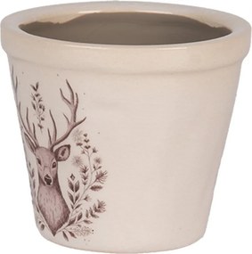 Béžový obal na kvetináč s jeleňom Gentle Wilderness XS - Ø 8*7 cm