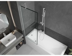 Mexen Next, vaňová zástena 1-krídlová 70 x 150 cm, fixné krídlo, 6 mm číre sklo s čiernym vzorom, biely profil, 895-070-000-00-70-20