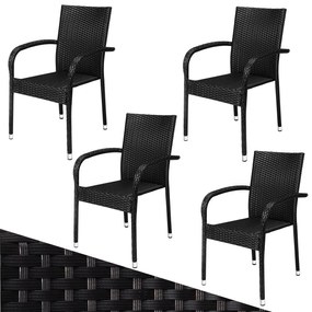 InternetovaZahrada Ratanové stoličky Comfort 4 ks - čierna