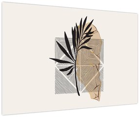 Obraz - Abstrakcia s tropickými listami N⁰1 (90x60 cm)