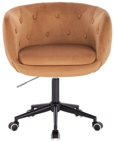 LuxuryForm DESIGN Kreslo MONTANA VELUR na čiernej podstave s kolieskami - hnedé