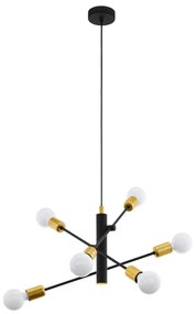 Eglo 79453 - Luster na lanku SAN ROBERTO 6xE27/60W/230V čierna/zlatá