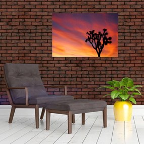 Obraz západu slnka nad siluetou stromu (90x60 cm)