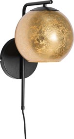 Inteligentné nástenné svietidlo čierne so zlatým sklom vrátane WiFi A60 - Bert