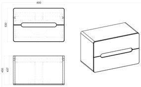 Kúpeľňová závesná skrinka pod umývadlo na dosku BÁRA 80 cm
