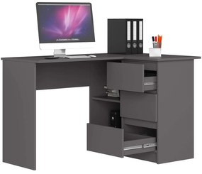 Rohový písací stôl B16 124 cm sivý pravý