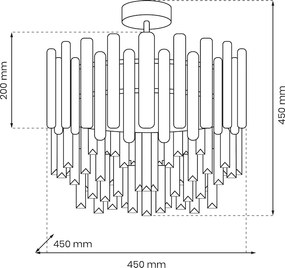 Luster Aspen I, 1x krištáľové/zlaté kovové tienidlo, (fi 45cm), g
