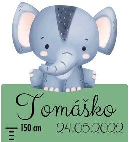 PIPPER. Textilná nálepka na stenu "Detský meter s menom - Safari"