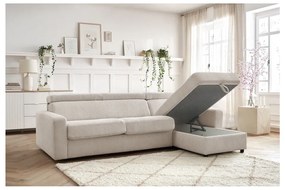 Krémová menčestrová rozkladacia rohová pohovka (variabilná) Monaco – Bobochic Paris