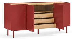 Červená nízka komoda v dekore duba 165x78 cm Arista – Teulat