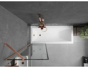 Mexen Next, 1-krídlová vaňová zástena 60 x 150 cm, 6mm číre sklo - čierny vzor, medená matná, 895-060-000-00-70-65