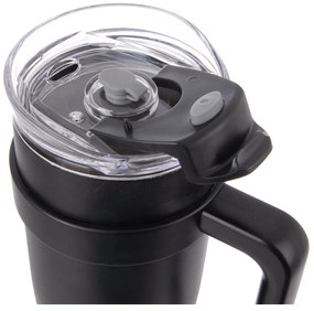 Čierny termo hrnček so slamkou 1,2 l Termo – Orion