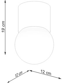 Stropné svietidlo Boomo, 1x biele sklenené tienidlo, drevo, (19 cm)
