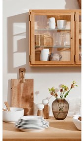 Mlynček z dubového dreva na korenie s bielym detailom z porcelánu Kähler Design Hammershoi, výška 17,5 cm