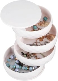 VERK GROUP 4 - poschodový okrúhly organizér na šperky, šperkovnica, biela