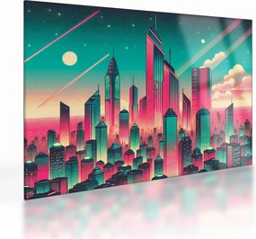Sklenený obraz – Veľkomesto v pop-art štýle (70x50 cm)