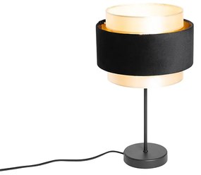 Moderná stolná lampa čierna so zlatom - Elif