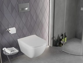 Mexen Timo, závesná WC misa 555x370x335 mm, Rimless Tornádo + WC sedadlo z duroplastu, biela lesklá, 30650200T