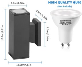 Aigostar - Vonkajšie nástenné svietidlo 2xGU10/230V čierna IP65 hranatý