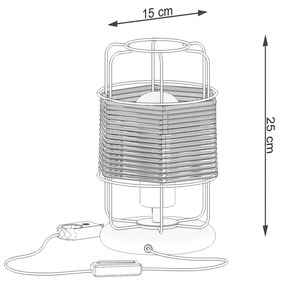 Stolná lampa Gizur, 1x šnúra/čierne drôtené tienidlo