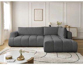 Tmavosivá rozkladacia/s úložným priestorom rohová pohovka (pravý roh/do L) Fuji – Bobochic Paris