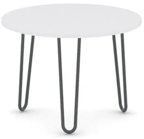 Okrúhly konferenčný stôl SPIDER, priemer 60 cm, čierna podnož, biela