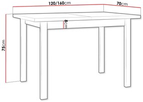 Rozkladací stôl Ewan 70 x 120+160 X (dub sonoma  L). Vlastná spoľahlivá doprava až k Vám domov. 1058356
