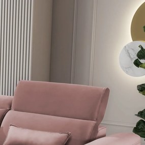 Ružová zamatová rozkladacia/s úložným priestorom rohová pohovka (ľavý roh/s leňoškou) Foble – ELTAP