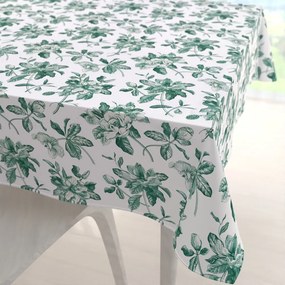 Biante Teflónový štvorcový obrus TF-091 Zelené kvety na bielom 70x70 cm