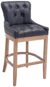 Barová stolička Buckingham ~ koža, drevené nohy svetlá antik - Čierna