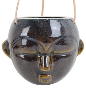 Hnedý závesný kvetináč Mask Round 12 × 18,4 × 15,2 cm, 66 cm